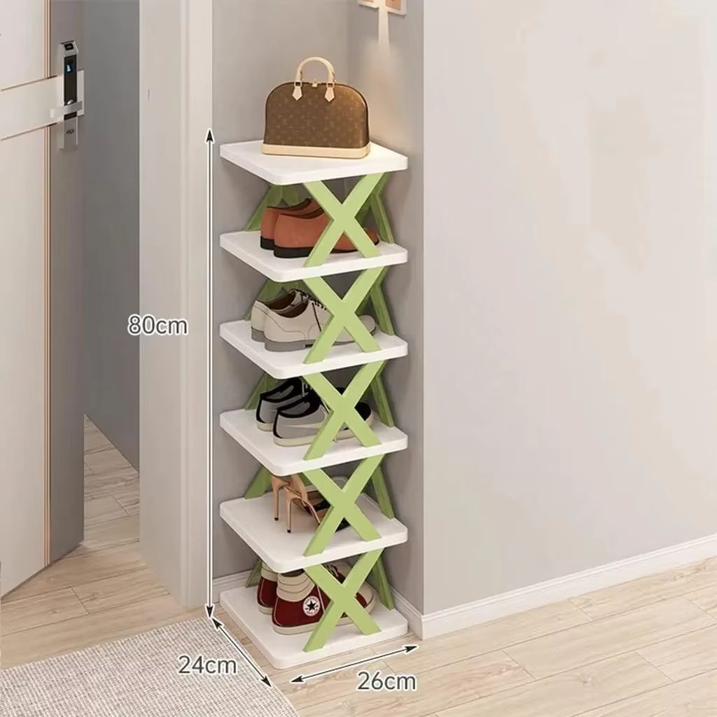 étagère chaussures empilable vert hall